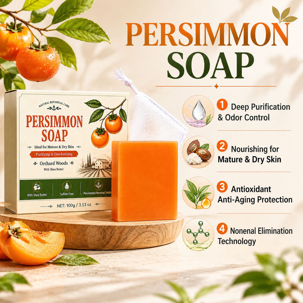 Persimmon Soap Bar For Men and - Shea Butter Raw 评论和价格